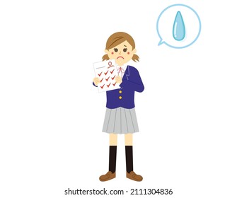 female student with test answer sheet.