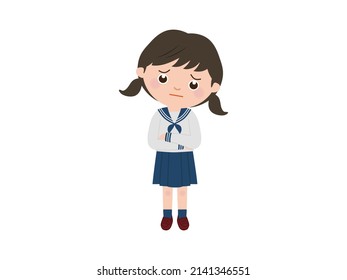Female student in uniform in trouble