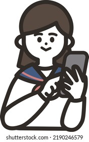 Studentin mit Handy