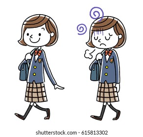 Female student: walking, set, variation