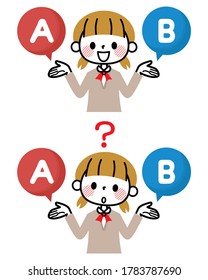 A female student who chooses A or B.