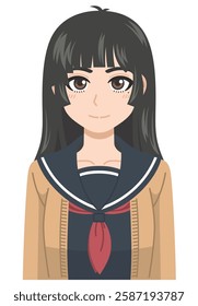 Female student in winter sailor uniform