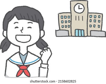 Female students looking forward to school
