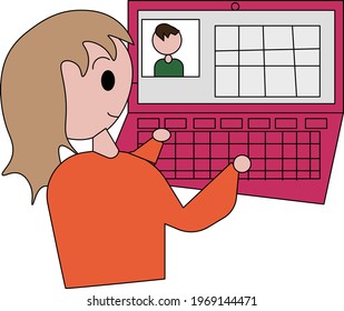 Female students taking seminar classes remotely