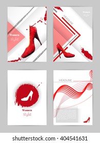 Female style. Four vector background for your design.