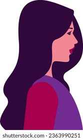 Female stylized portrait in profile. Vector avatar for a woman in a minimalist style.