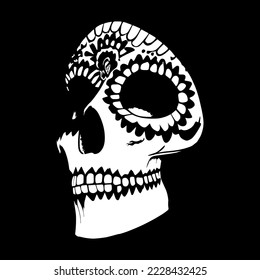 female sugar skull designs hand drawn vector black and white clip art
