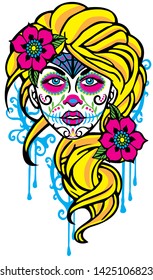 Female sugar skull with drips