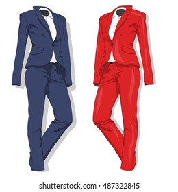 Female suit. Clothes collection. Vector illustration.