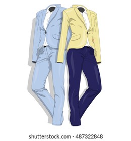 Female suit. Clothes collection. Vector illustration.