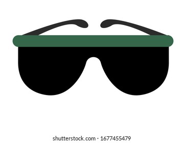 Female sunglasses, black and green. Vintage cute illustration in cartoon style, girl power, minimalism.