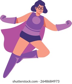 Female Superhero Character in Cartoon Design Concept. Vector Illustration