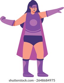 Female Superhero Character in Cartoon Design Concept. Vector Illustration