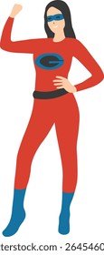 Female Superhero Illustration on White Background. Flat Vector Character