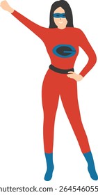 Female Superhero Illustration on White Background. Flat Vector Character