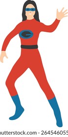 Female Superhero Illustration on White Background. Flat Vector Character