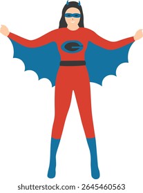 Female Superhero Illustration on White Background. Flat Vector Character