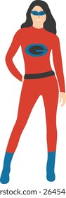 Female Superhero Illustration on White Background. Flat Vector Character