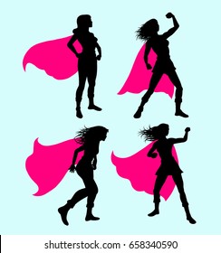 Female Superhero Silhouette. Good Use For Symbol, Icon, Mascot, Sticker, Or Any Design You Want.