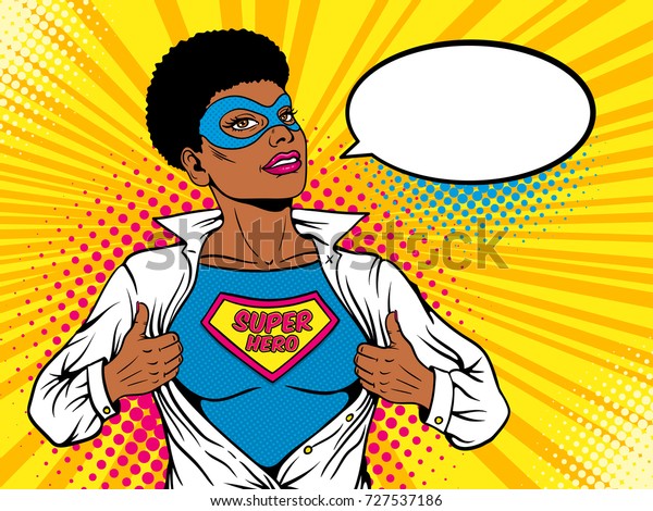 Female Superhero Young Sexy Afro American Stock Vector Royalty