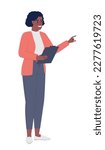Female supervisor with clipboard semi flat color vector character. Editable figure. Full body person on white. Simple cartoon style spot illustration for web graphic design and animation