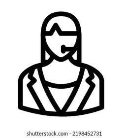 Agente de soporte femenino Bold Line Vector Icon fácilmente modificado

