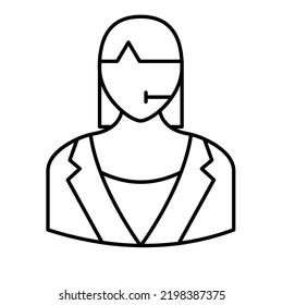 Female support agent Line Vector Icon easily modified

