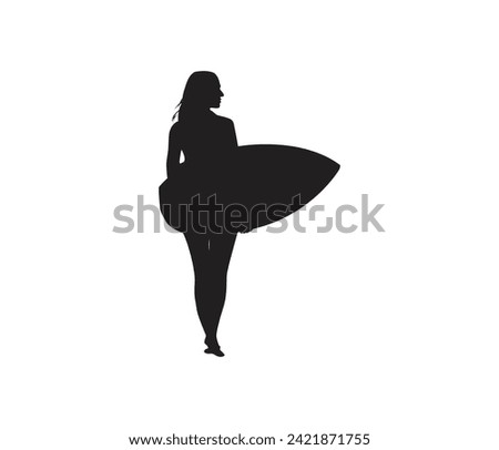 Female surfer silhouette vector set collection 