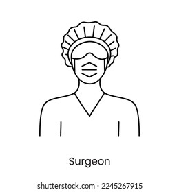 Female surgeon icon line in vector.
