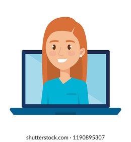 female surgeon in laptop avatar character