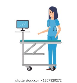 female surgeon with monitor in stretcher