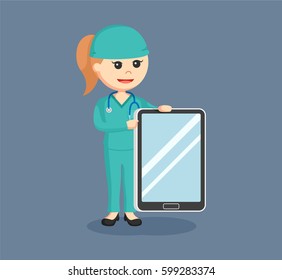 female surgeon with tablet