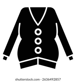 Female sweater icon Flat outline fill black and white