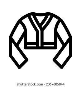 Female sweater icon on white background. Unisex clothing linear style sign for mobile concept and web design. Long cardigan sweater outline vector icon.