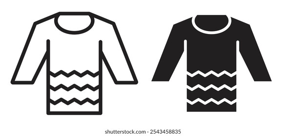 Female sweater vector icon set in black.