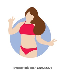 Female swim suit flat avatar cartoon icon characters