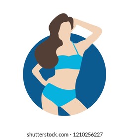 Female swim suit flat avatar cartoon icon characters