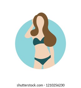Female swim suit flat avatar cartoon icon characters