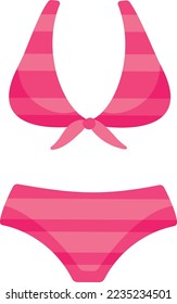Female swimsuit icon. Cartoon red striped fabric