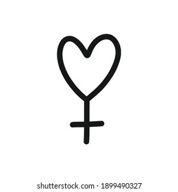 icono de doodle de símbolo femenino, ilustración vectorial