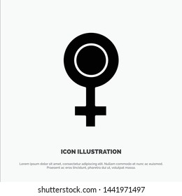 Female, Symbol, Gender Solid Black Glyph Icon