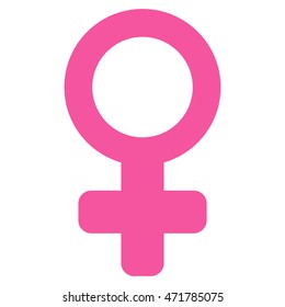 Female Symbol icon. Vector style is flat iconic symbol with rounded angles, pink color, white background.