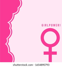 Female symbol isolated on pink background. feminism girl power background vector illustration.