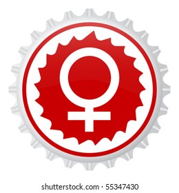female symbol on cap