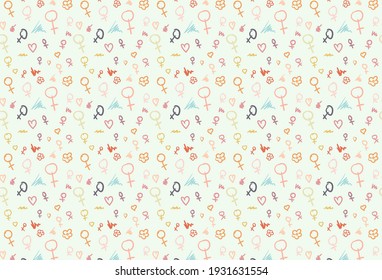 Female symbol seamless pattern. International women's day background. Handdrawn design for international women's day concept. Vector illustration