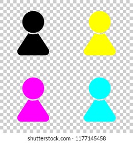 Female symbol. Simple icon of woman. Colored set of cmyk icons on transparent background