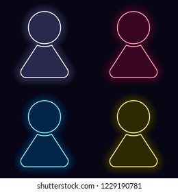 Female symbol. Simple icon of woman. Set of neon sign. Casino style on dark background. Seamless pattern
