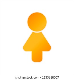 Female symbol. Simple icon of woman. Orange sign with low light on white background