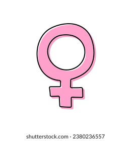 Female symbol vector icon in doodle style. Symbol in simple design. Cartoon object hand drawn isolated on white background.