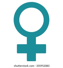 Female Symbol vector icon. Style is flat symbol, soft blue color, rounded angles, white background.